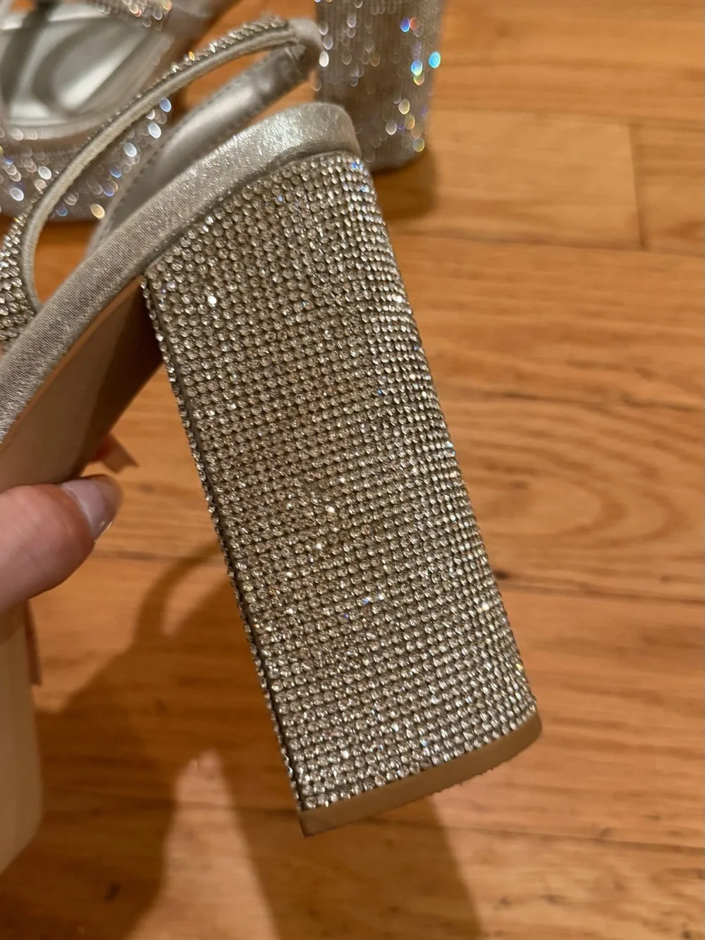 Steve Madden Silver Crystal-Embellished Platform Sandal